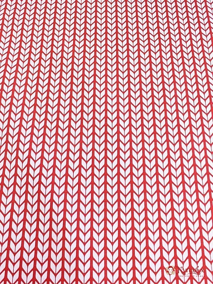 Рогожка Премиум "Вязание белое на красном", ш.1.5м, хлопок-100%, 200гр/м.кв 