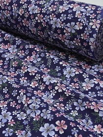 Фланель "Маргарита (голубые/розовые цветочки)", СОРТ2, ш.1.5м, хлопок-100%, 180гр/м.кв