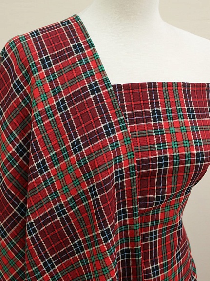 Фуле "Клетка" цв.бордовый/красный, ш.1.45м, хлопок-100%, 130гр/м.кв