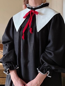 Платье со съемным воротником из льна с вискозой