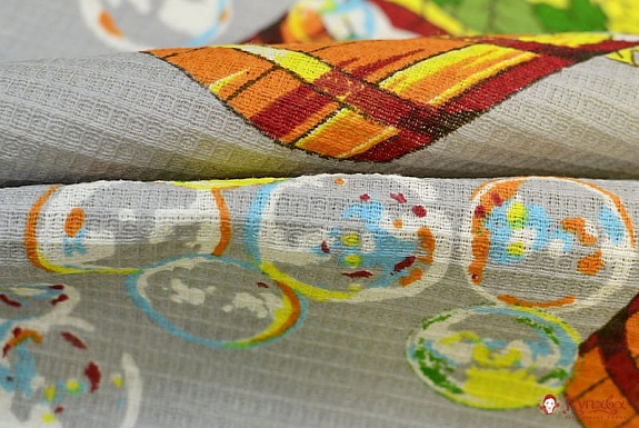 Вафельное полотно "Банька с вениками на сером", ш.1.5м, хлопок-100%, 160гр/м.кв