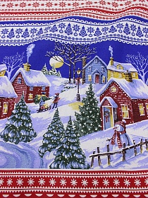 Рогожка "Рождественская ночь" цв.белый, ш.1.5м, хлопок-100%, 160гр/м.кв