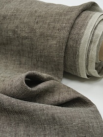 Лен костюмный с эффектом мятости цв.Шоколадный меланж, ш.1.45м, лен-100%, 180гр/м.кв