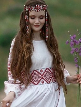 Платье в народном стиле из рогожки Каравай 