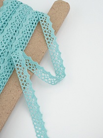 Кружево цв.нежно-бирюзовый с мятным оттенком, ш.16мм, хлопок-90%, п/э-10%