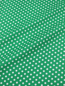 Бязь "Белый горох (7мм) на зеленом", ш.1.5м, хлопок-100%, 120гр/м.кв