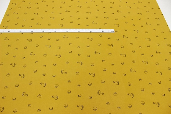 Теплый хлопок "Колючие друзья" цв.горчичный, ш.1.5м, хлопок-100%, 160гр/м.кв