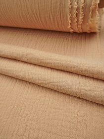 БРАК (цена снижена) Муслин двухслойный с эффектом жатости цв.Золотисто-пшеничный, ш.1.4м, хлопок-100%, 110гр/м.кв