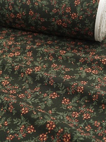 Теплый хлопок "Лесная веточка" цв.т.пихтово-зеленый, ш.1.5м, хлопок-100%, 160гр/м.кв