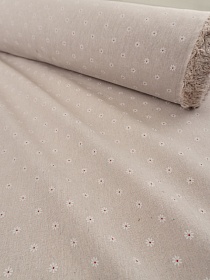 Полулен "Россыпь маленьких ромашек" (на суровом), СОРТ2, ш.1.5м, лен-40%, хлопок-40%, п/э-20, 170гр/м.кв