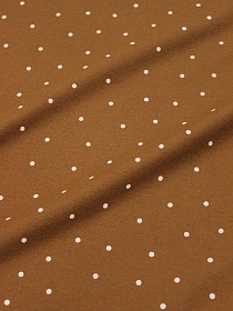 Теплый хлопок "Россыпь белого гороха (4мм) на коричнево-горчичном", ш.1.4м, хлопок-100%, 150гр/м.кв