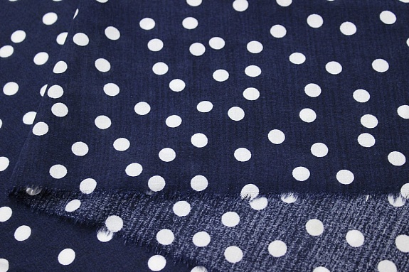 Штапель "Россыпь белого гороха (7мм)" цв.чернильно-синий-2, ВИД2, ш.1.45м, вискоза-100%, 90гр/м.кв