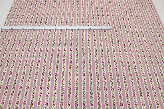 Интерьерный хлопок "Цветочные ленточки" цв.розово-сиреневый, ш.1.5м, хлопок-100%, 230гр/м.кв
