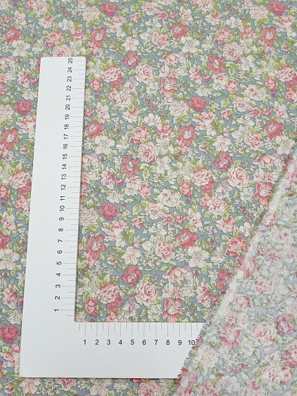 Сатин "Нежные соцветия" цв.серый , ш.2.35м, хлопок-100%, 105гр/м.кв