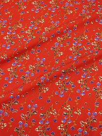 Штапель Премиум "Цветочный ветерок" цв.алый, ш.1.4м, вискоза-100%, 120гр/м.кв