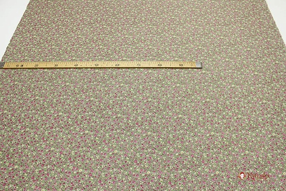 Теплый хлопок "Розовый сад на оливково-сером", ш.1.45м, хлопок-100%, 140гр/м.кв