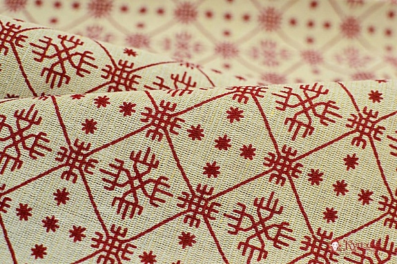 Полулен "Макошь на бежевом"  ш.1.5 м, хлопок -60% лен-40%, 145 гр/м.кв