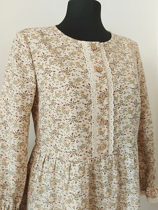 Платье из теплого хлопка "Полева" в бежево-кофейном цвете