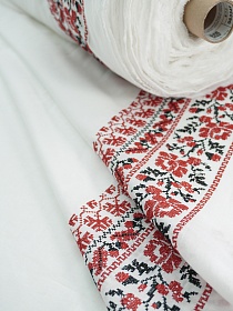 Батист с вышивкой "Розы по кайме", ш.1.5м, батист, хлопок-100%, 70гр/м.кв