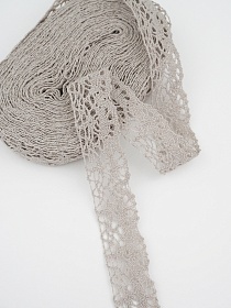 Кружево цв.серо-бежевый, ш.25мм, хлопок-90%, п/э-10%, 10м, рис.044/5