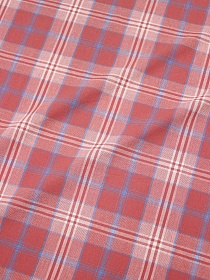 Вареный (стираный) хлопок "Тройная клетка" цв.кораллово-розовый, ш.2.5м, хлопок-100%, 115гр/м.кв