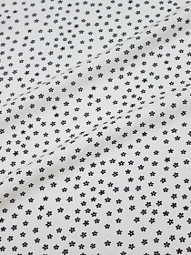 Штапель "Россыпь черных лютиков на ванильно-кремовом", ш.1.45м, вискоза-100%, 90гр/м.кв