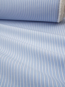 Пестроткань сорочечная "Двойная узкая полоска" цв.голубая сирень, ш.1.45м, хлопок-100%, 110гр/м.кв