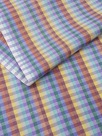 Холст полотенечный "Цветная клетка" цв.оранжевый/зеленый, ш.0.5м, лен-30%, хл-70%, 140гр/м.кв