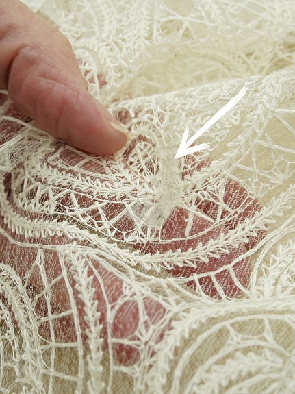 Кружевное полотно "Милада" (фестон с 2х ст.)  цв.кремовый, ш.1.3м, СОРТ2, хл-80%, нейлон-20%