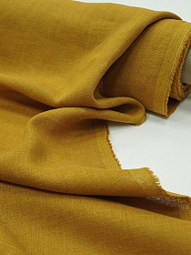 Лен костюмный с эффектом мятости цв.Темная горчица, ш.1.45м, лен-100%, 190гр/м.кв#008426