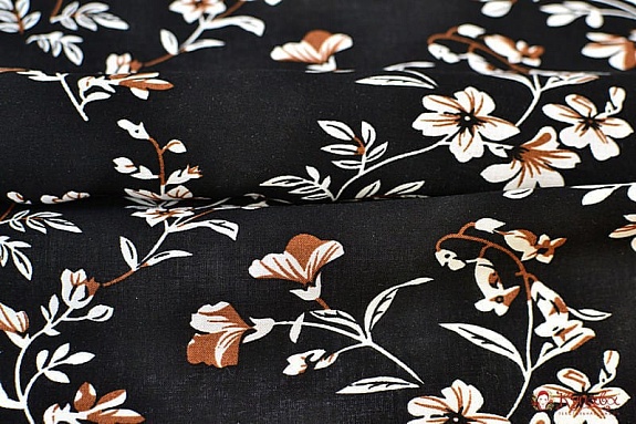 Штапель "Лейла", цв.черный, ш.1.42м, вискоза-100%, 110гр/м.кв