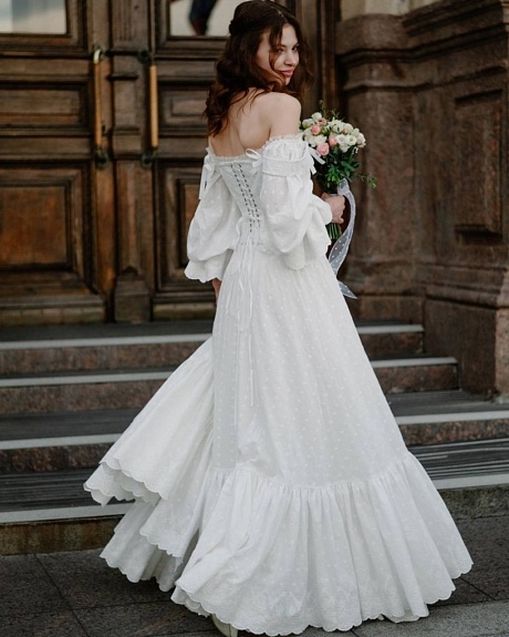 Свадебное платье из Шитья "Цветочки с ажурной каймой"