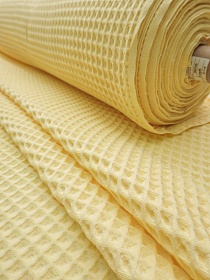 Вафельное премиум-полотно "Бохо" цв.светло-банановый, ш.1.5м, хлопок-100%, 240гр/м.кв