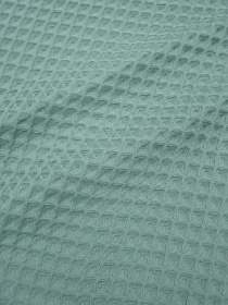 Вафельное премиум-полотно "Бохо" цв.серо-мятная дымка, ш.1.5м, хлопок-100%, 240гр/м.кв