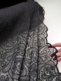 Кружевное полотно "Милада" (фестон с 2х ст.) цв.черный, ш.1.25м, хлопок-80%, нейлон-20%, 90гр/м.кв