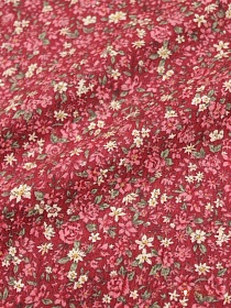 Теплый хлопок "Розовый сад на темно-красном", ш.1.46м, хлопок-100%, 140гр/м.кв