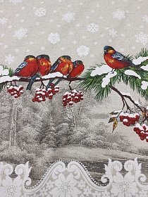 Полулен поэма "Мгновения зимы" (на суровом), ш.1.5м, лен-30%, хлопок-70%, 155гр/м.кв