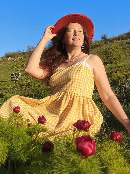 Сарафан из вареного хлопка в горчичном цвете