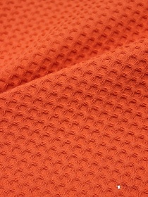 Вафельное премиум-полотно "Italy" цв.Ярко-оранжевый коралл, ш.1.5,  хлопок-100%, 240 гр/м.кв
