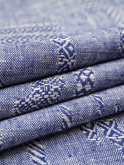 Полульняной жаккард "Импрессия" цв.синий, ш.1.5м, лен-59%, хлопок-41%, 200гр/м.кв