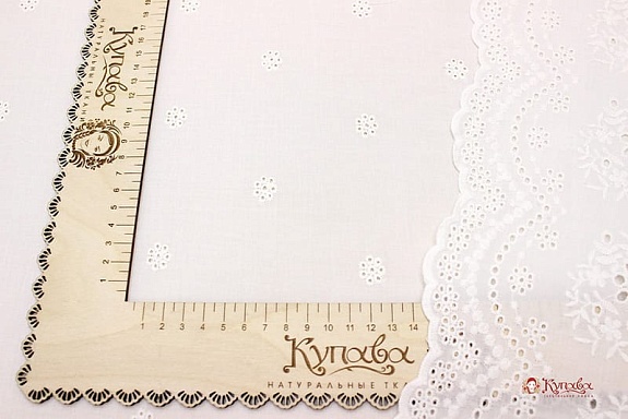 Шитье "Двухсторонний цветочный купон" (фест. с 2х сторон) цв.молочно-белый ш.1.35м, батист, хл-100%