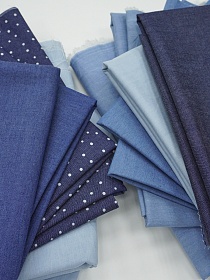 Комплект лоскута 1кг Сорочечная джинсовая ткань