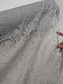 Кружевное полотно "Милада" (фестон с 2х ст) цв.серый, ш.1.3м, хл-80%, нейлон-20%, 100гр/м.кв