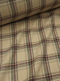 Фуле "Клетка" цв.песочно-бежевый/коричнево-бордовый, ш.1.45м, хлопок-85%, п/э-15%, 145гр/м.кв