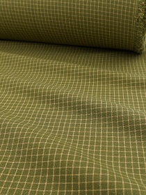 Пестрядь "Средняя клетка на зелено-оливковом", ш.1.45м, хлопок-85%, п/э-15%, 140гр/м.кв