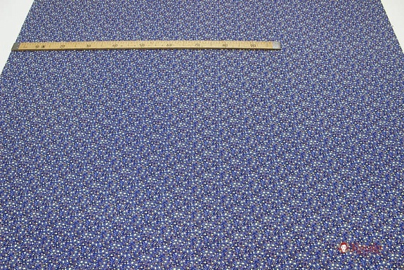 Плательный хлопок "Букетики хризантем на синем", ш.1.45м, хлопок-100%, 136гр/м.кв