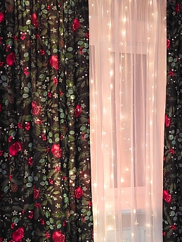 Праздничные шторы из рогожки "Гранатовый сад"