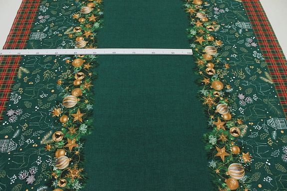 Рогожка Премиум "Изумрудная сказка-гирлянда", (комп), ш.1.5м, хлопок-100%, 200гр/м.кв