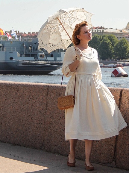 Платье "Утомлённая солнцем" из льна костюмного умягченного