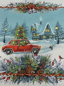 Рогожка "Новогодняя поездка", ш.1.5м, хлопок-100%, 165гр/м.кв, раппорт 64см